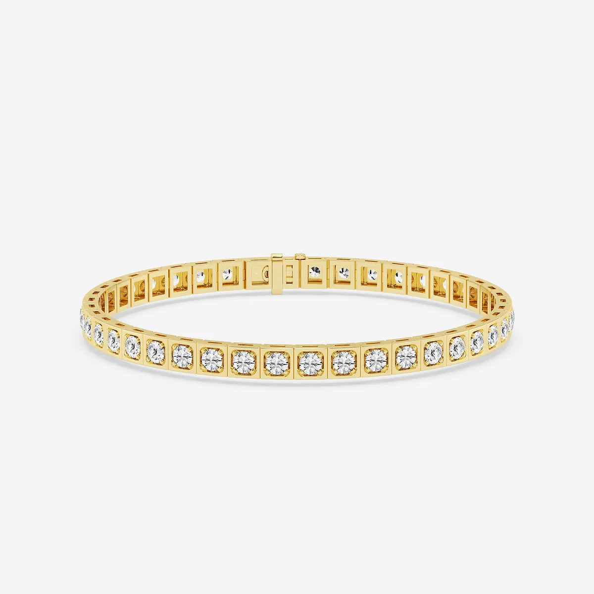 Rosé Modern Square Bezel Round Lab Grown Diamond Tennis Bracelet