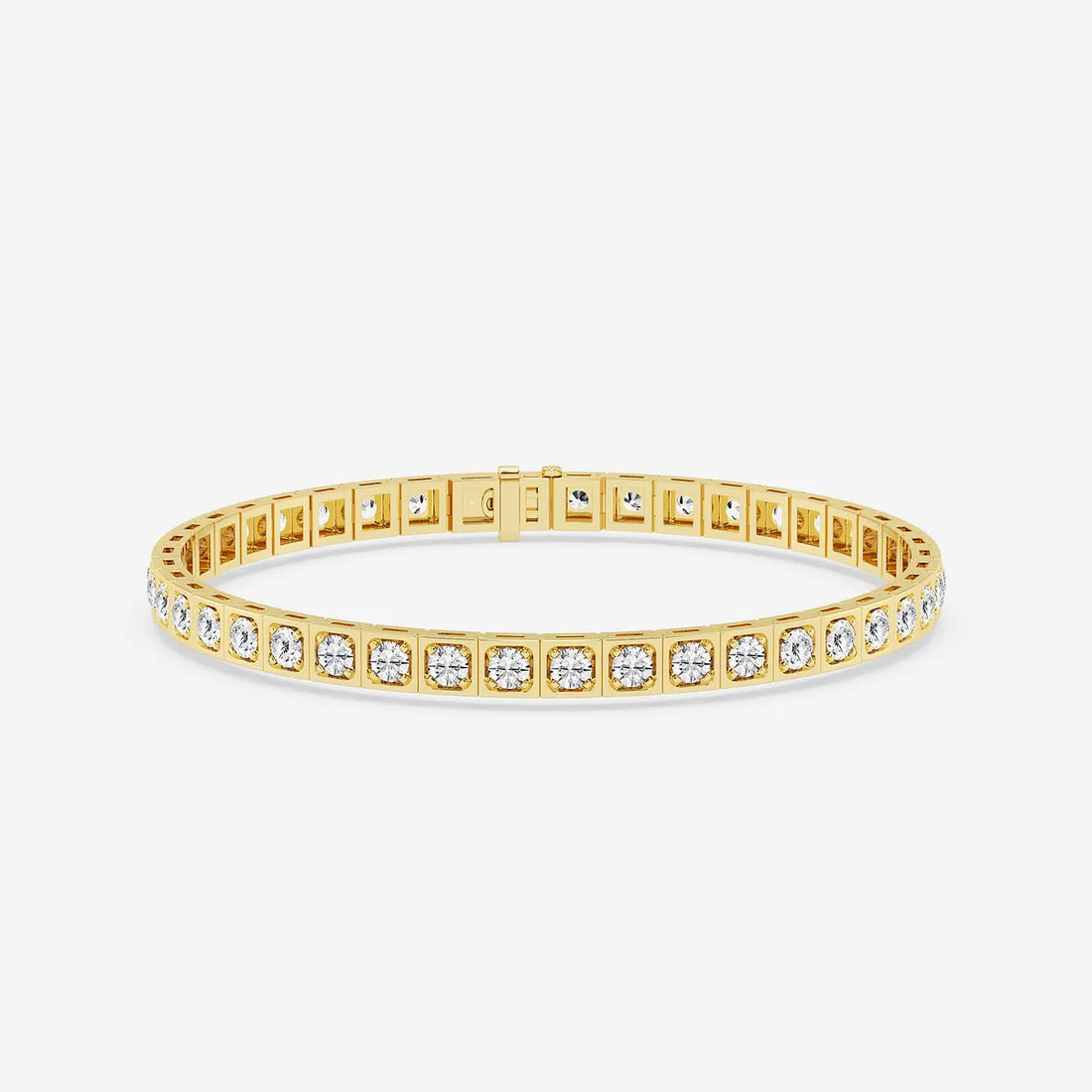 Rosé Modern Square Bezel Round Lab Grown Diamond Tennis Bracelet
