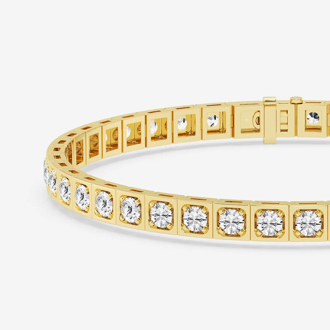 Rosé Modern Square Bezel Round Lab Grown Diamond Tennis Bracelet