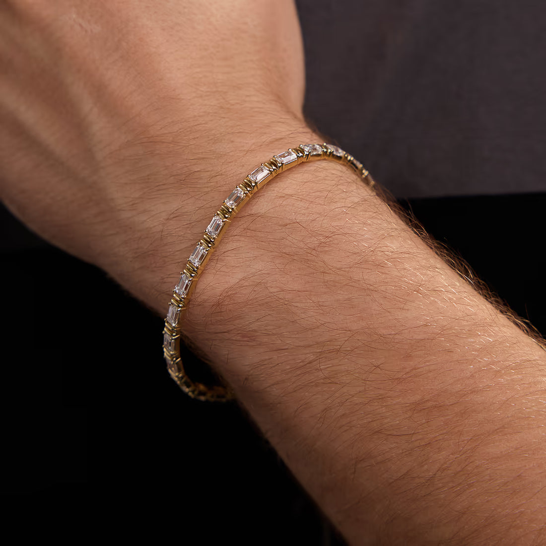Modern Majesty Emerald Lab Grown Diamond Men’s Tennis Bracelet