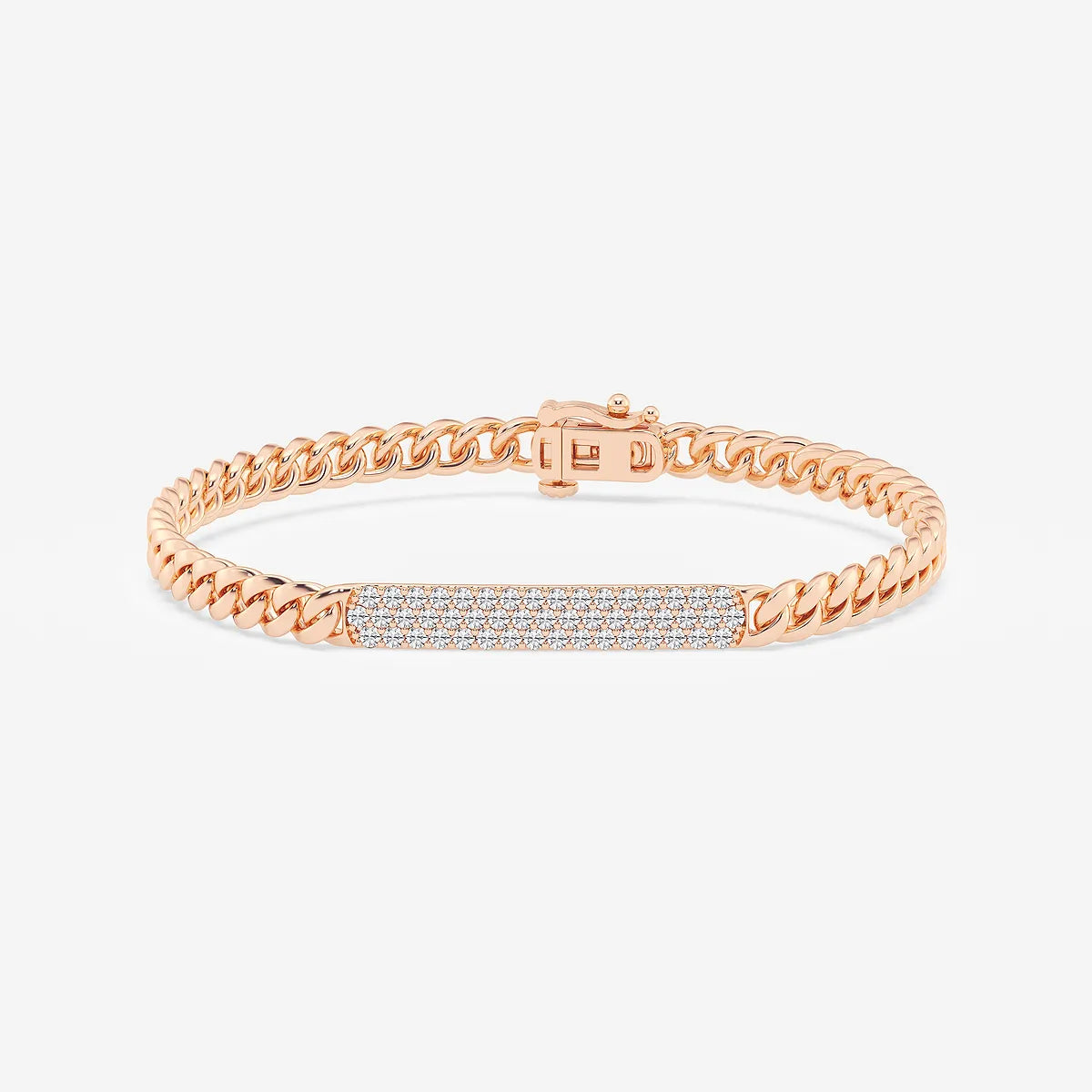 Signature Luxe Round Lab Grown Diamond ID Cuban Link Bracelet