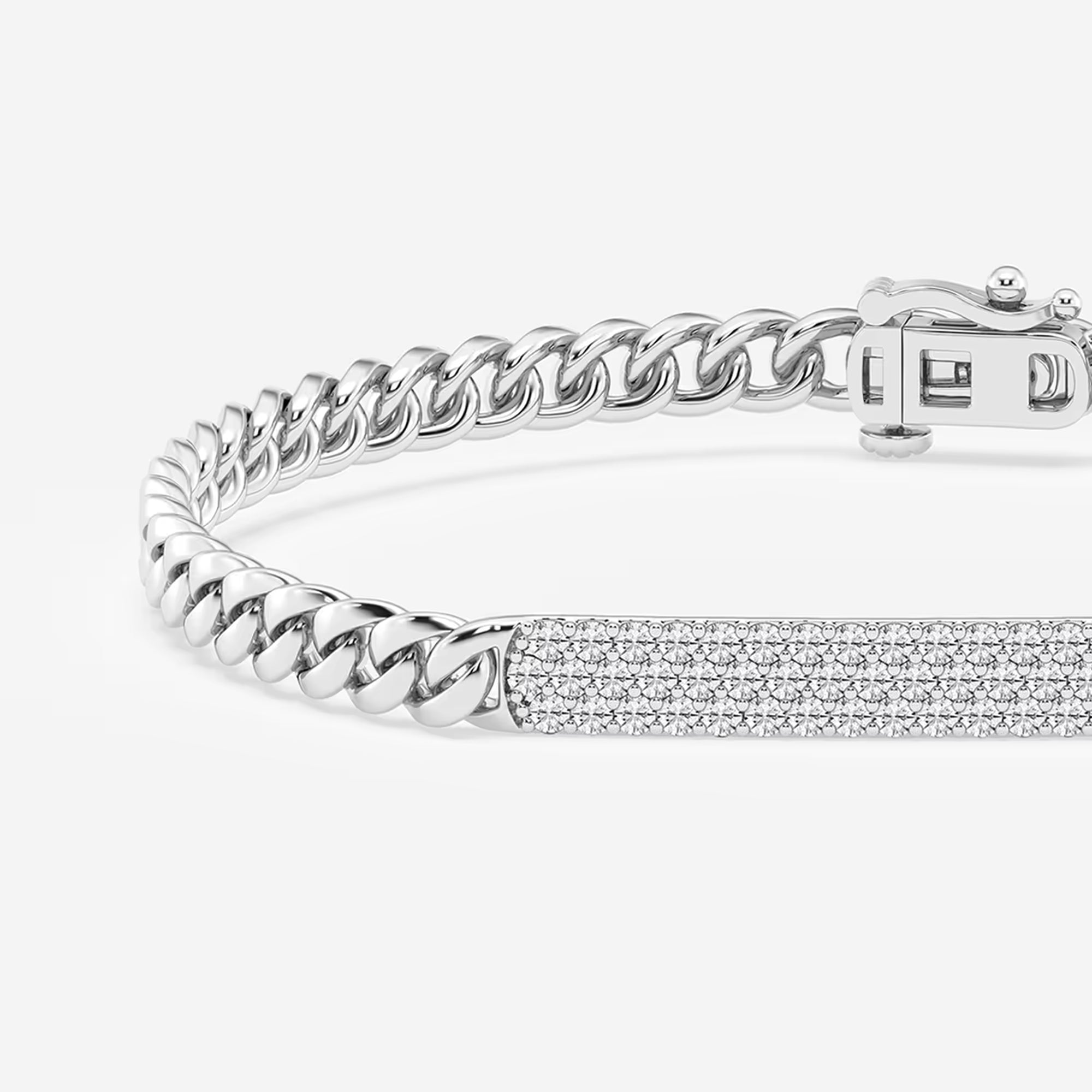 Signature Luxe Round Lab Grown Diamond ID Cuban Link Bracelet