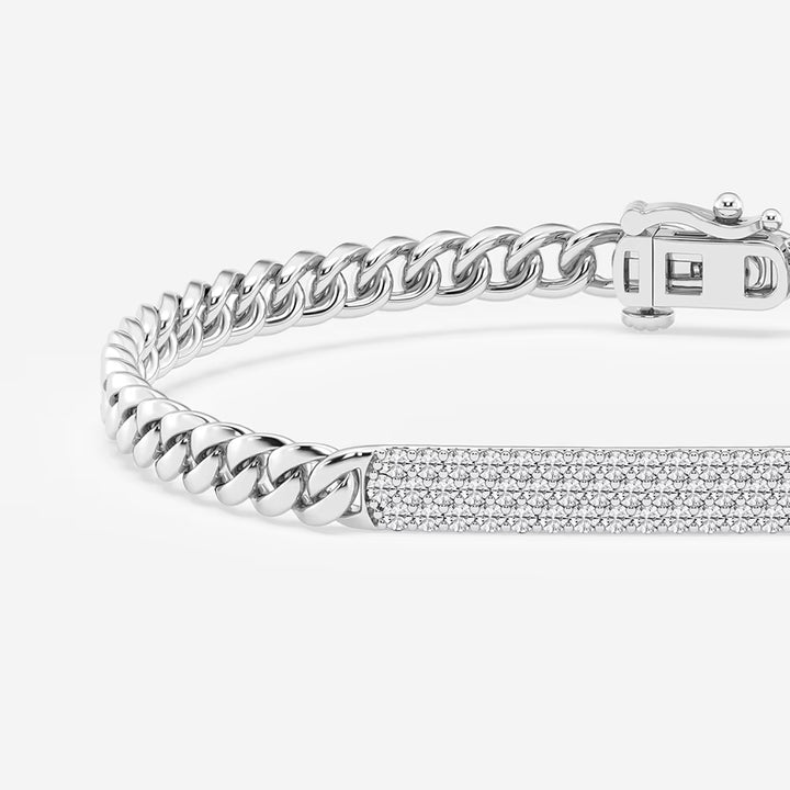 Signature Luxe Round Lab Grown Diamond ID Cuban Link Bracelet