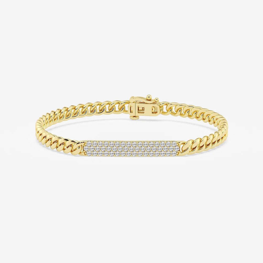 Signature Luxe Round Lab Grown Diamond ID Cuban Link Bracelet
