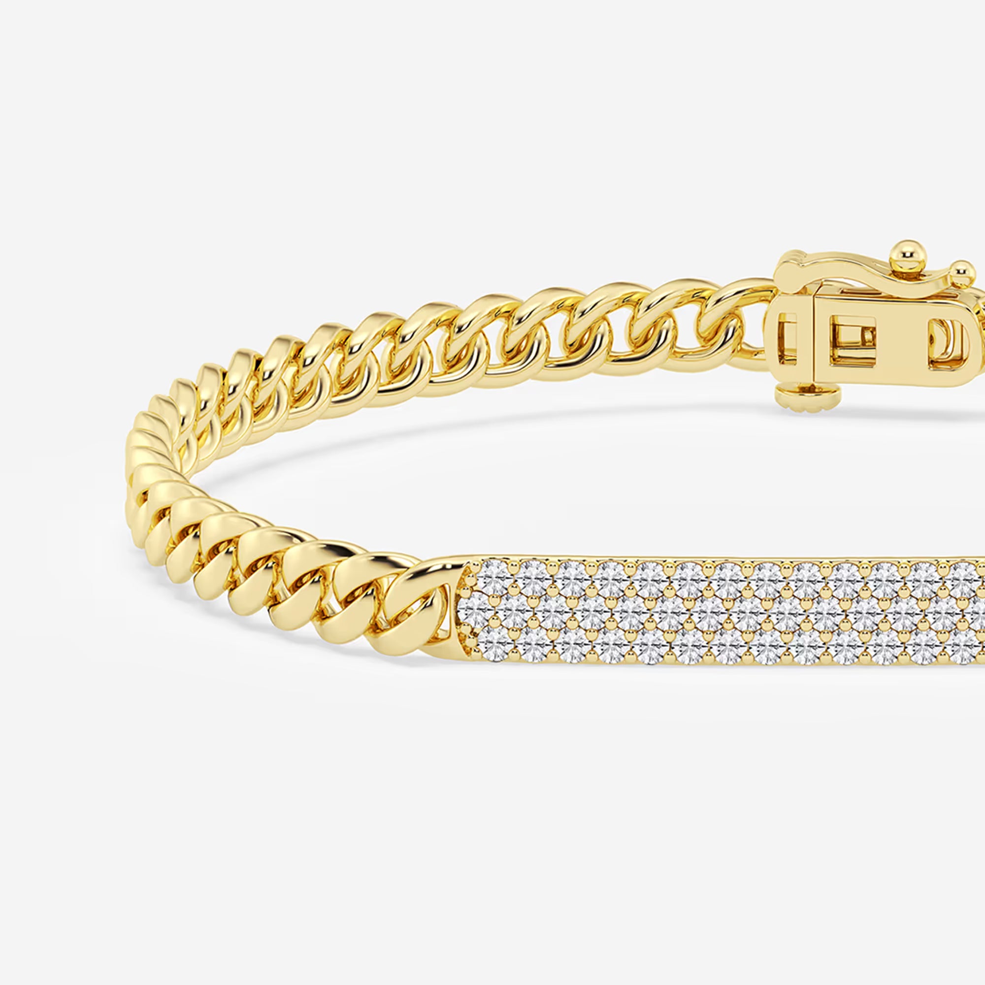 Signature Luxe Round Lab Grown Diamond ID Cuban Link Bracelet