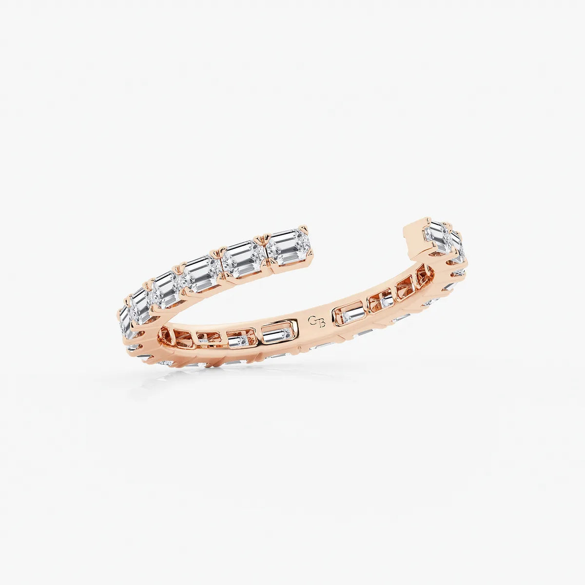 HorizNest Luxe Emerald Lab-Grown Diamond East-West Nesting Eternity Wedding Band