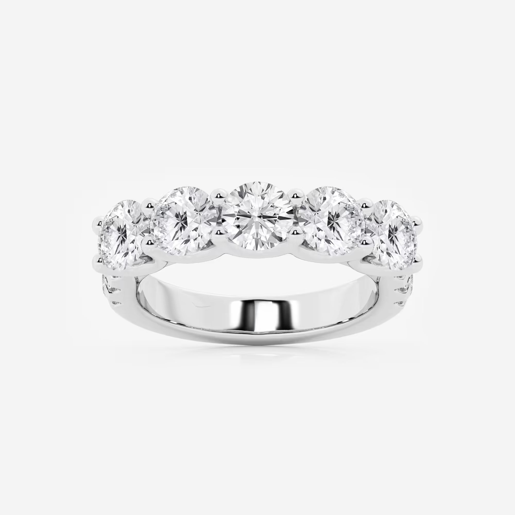 Round Lab Grown Diamond Five Stone Band with Side Accent Diamonds