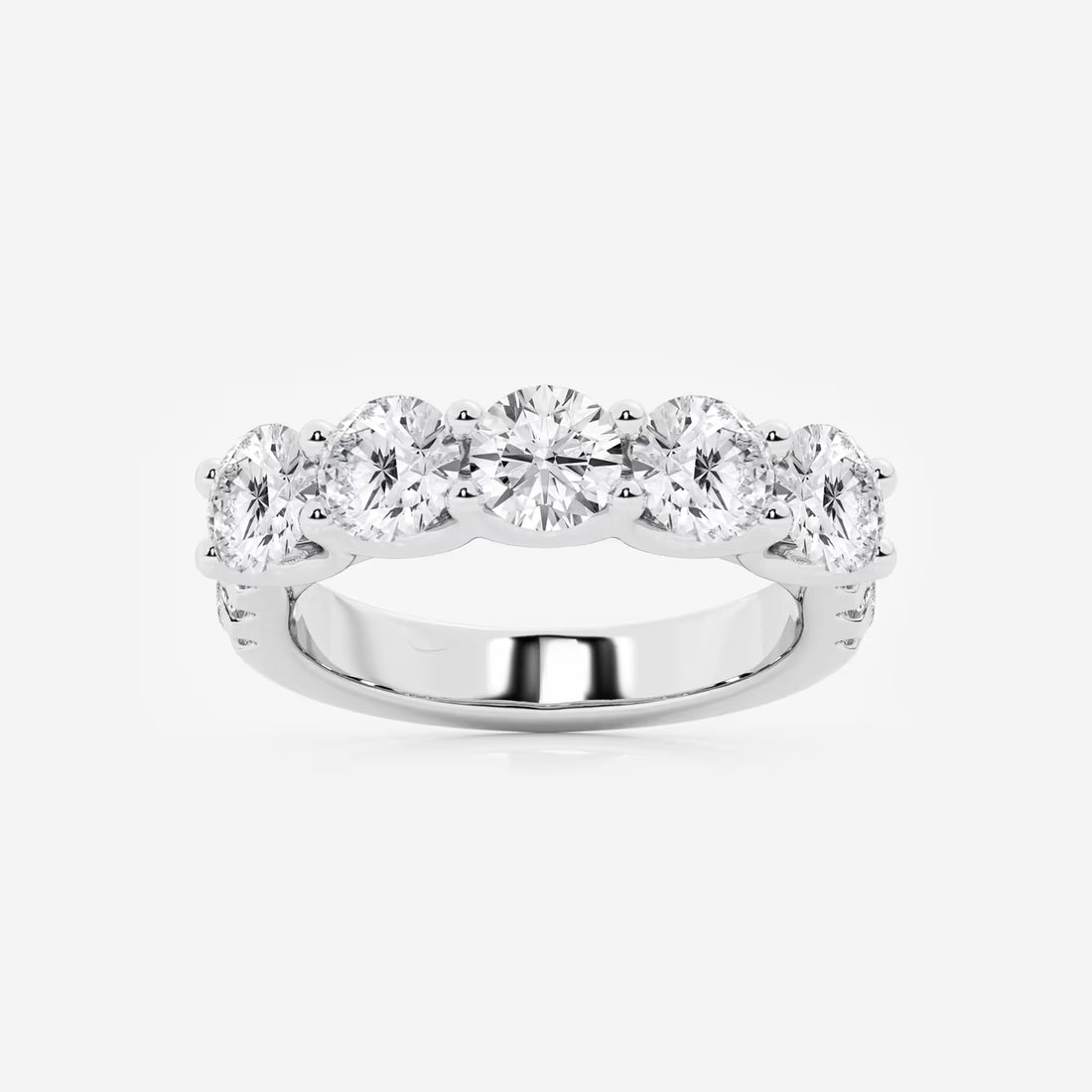 Round Lab Grown Diamond Five Stone Band with Side Accent Diamonds