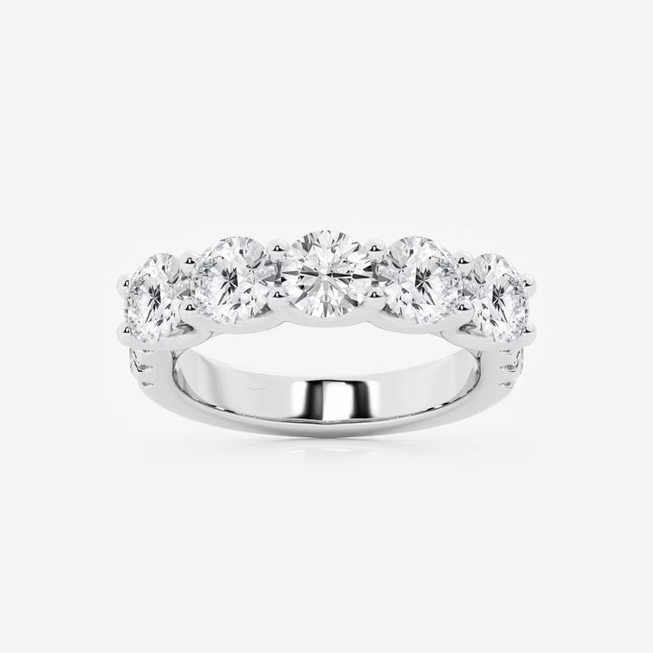 Round Lab Grown Diamond Five Stone Band with Side Accent Diamonds