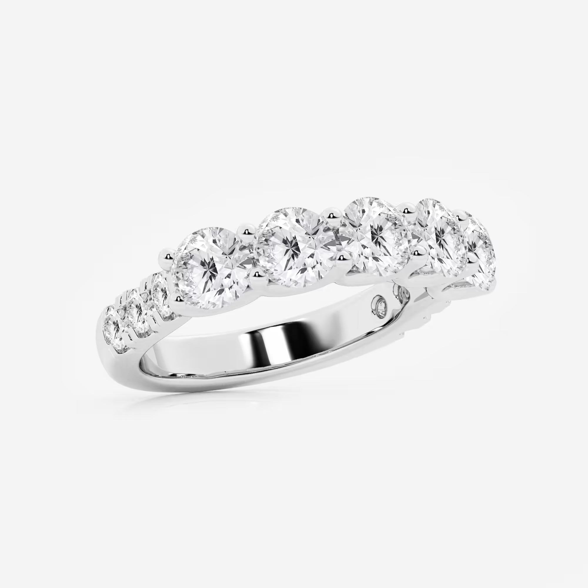 Round Lab Grown Diamond Five Stone Band with Side Accent Diamonds