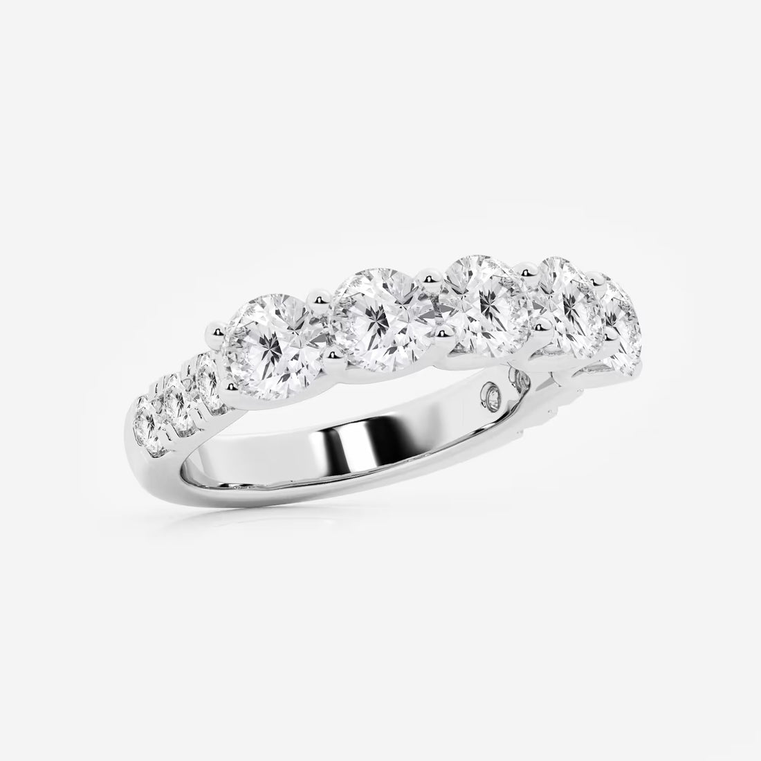 Round Lab Grown Diamond Five Stone Band with Side Accent Diamonds