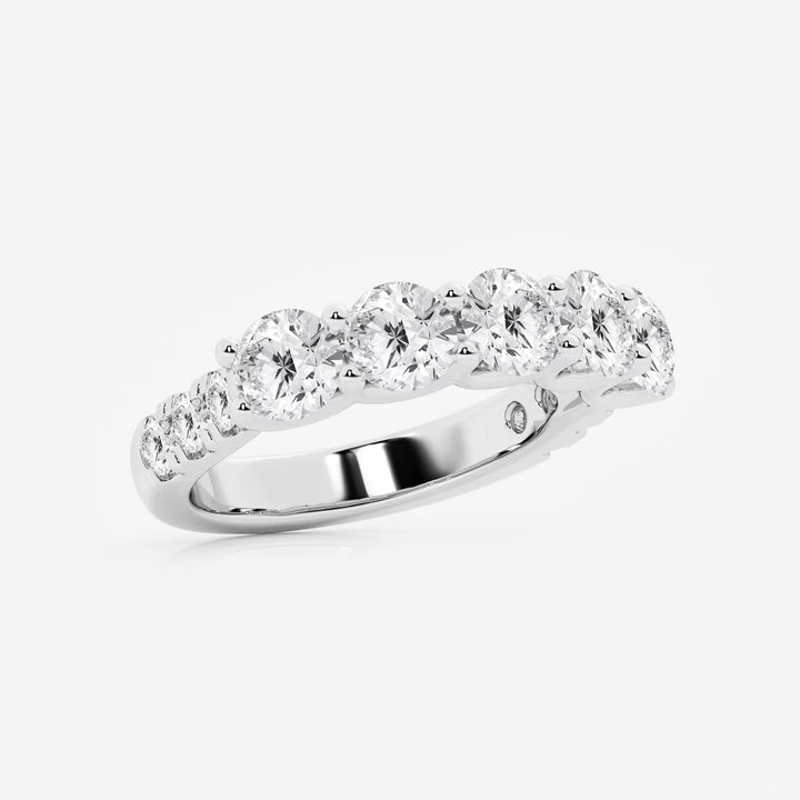 Round Lab Grown Diamond Five Stone Band with Side Accent Diamonds
