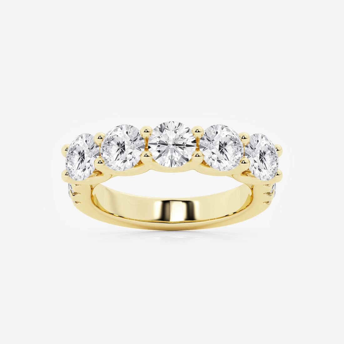 Round Lab Grown Diamond Five Stone Band with Side Accent Diamonds