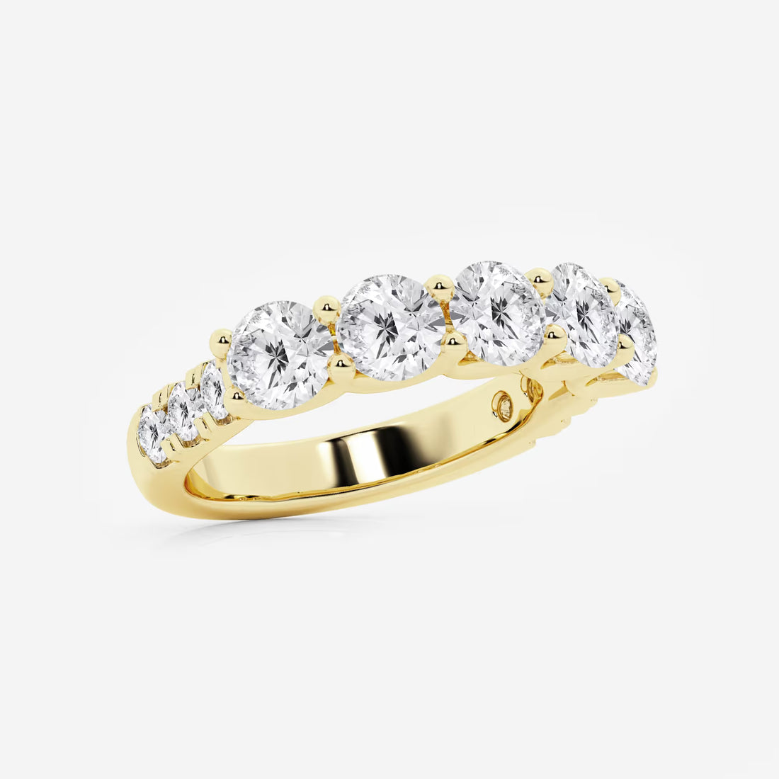 Round Lab Grown Diamond Five Stone Band with Side Accent Diamonds