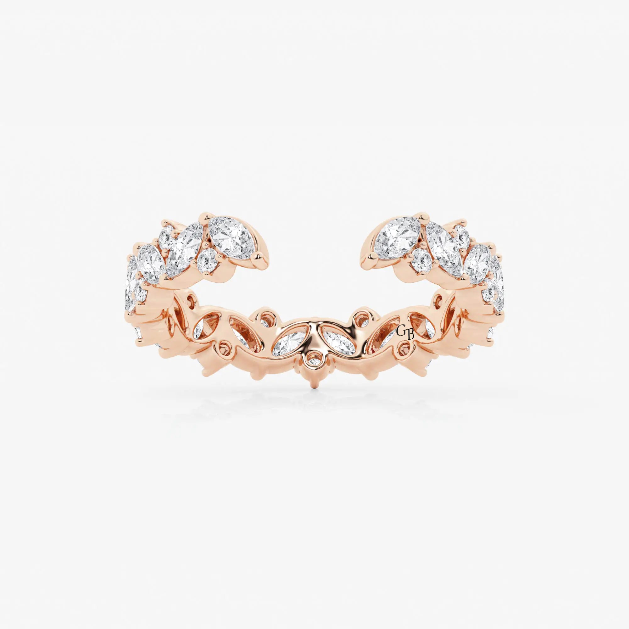 Artistic Multi Shape Lab Grown Diamond Nesting Wedding Band in Solid Gold