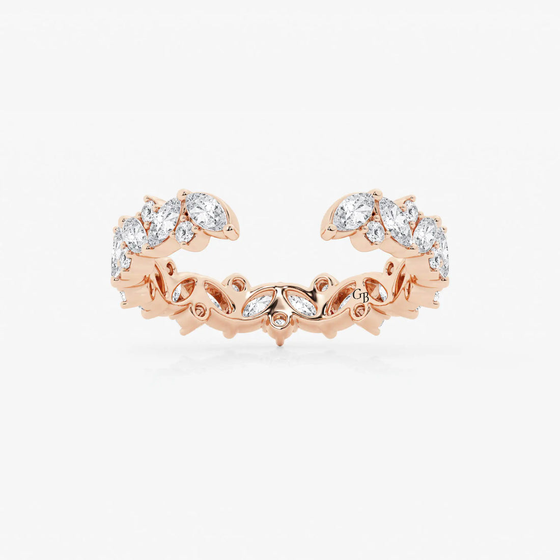 Artistic Multi Shape Lab Grown Diamond Nesting Wedding Band in Solid Gold