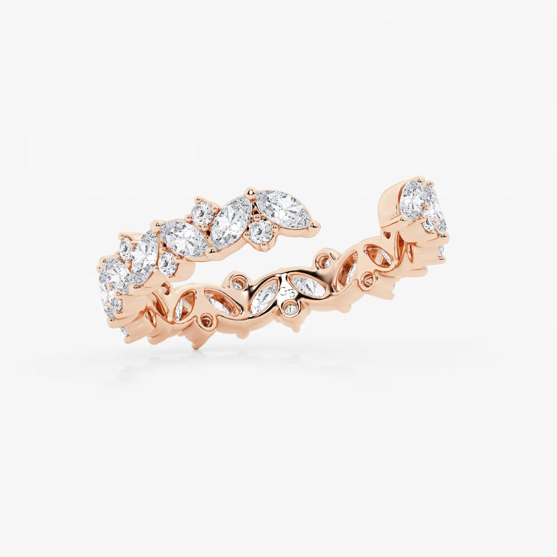 Artistic Multi Shape Lab Grown Diamond Nesting Wedding Band in Solid Gold