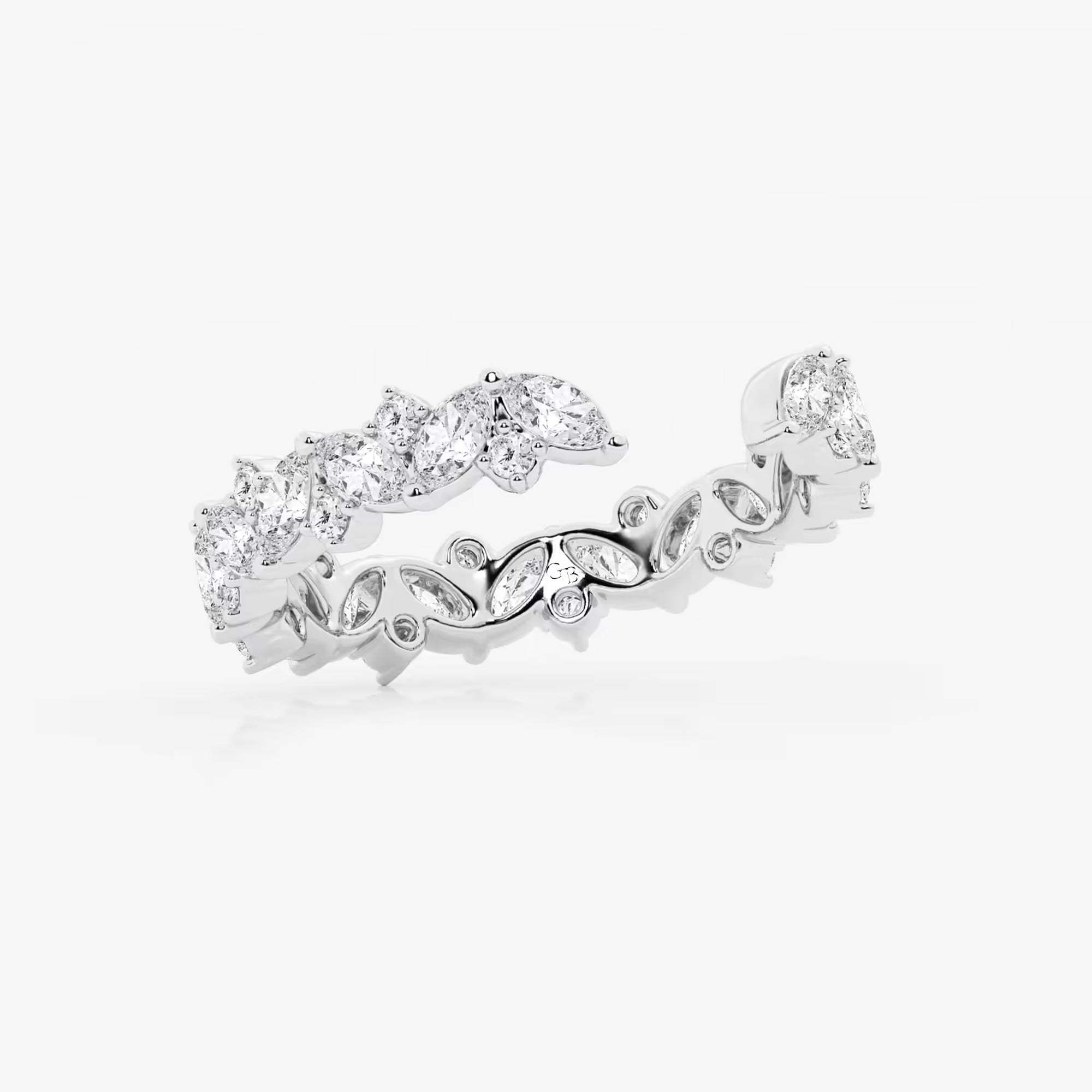 Artistic Multi Shape Lab Grown Diamond Nesting Wedding Band in Solid Gold
