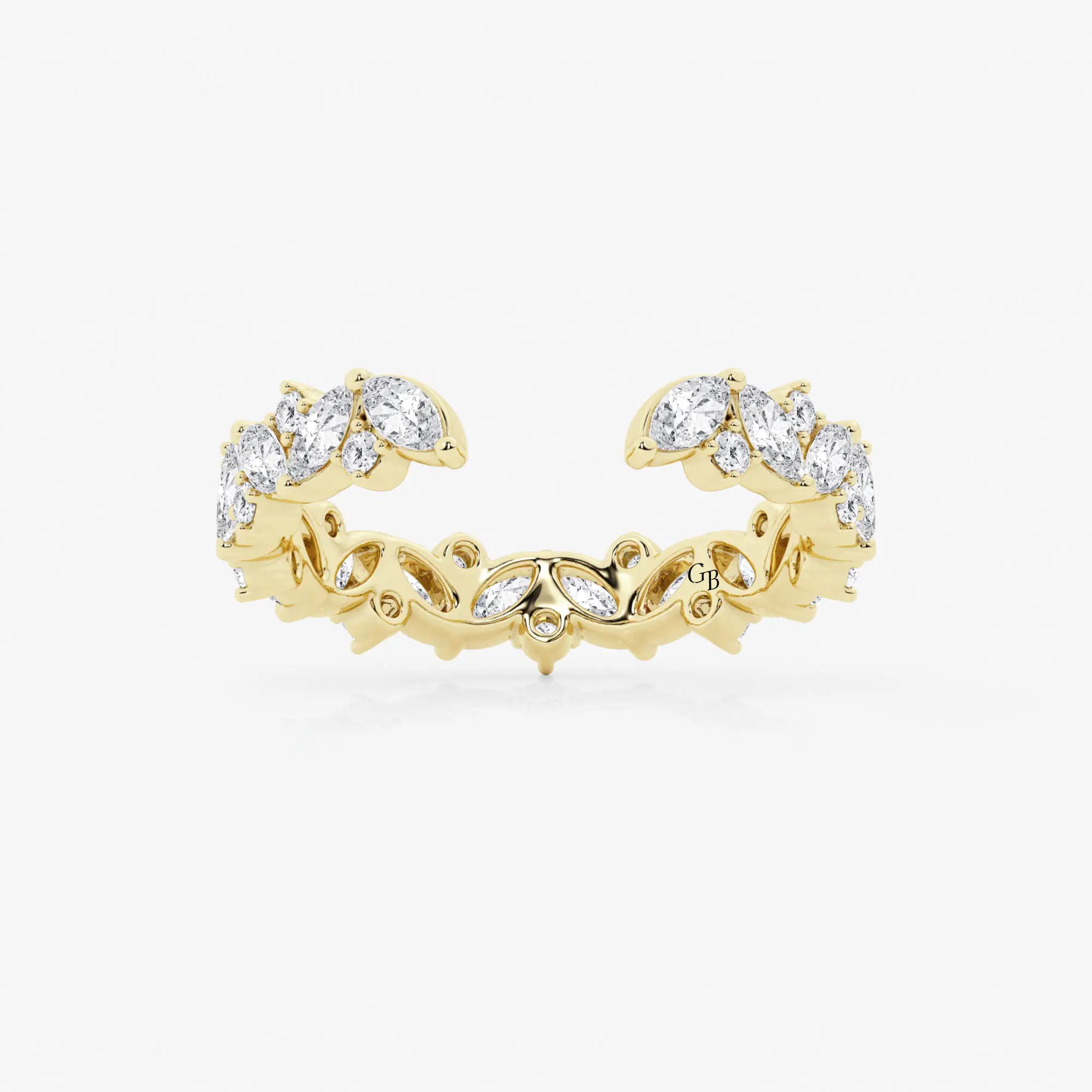 Artistic Multi Shape Lab Grown Diamond Nesting Wedding Band in Solid Gold