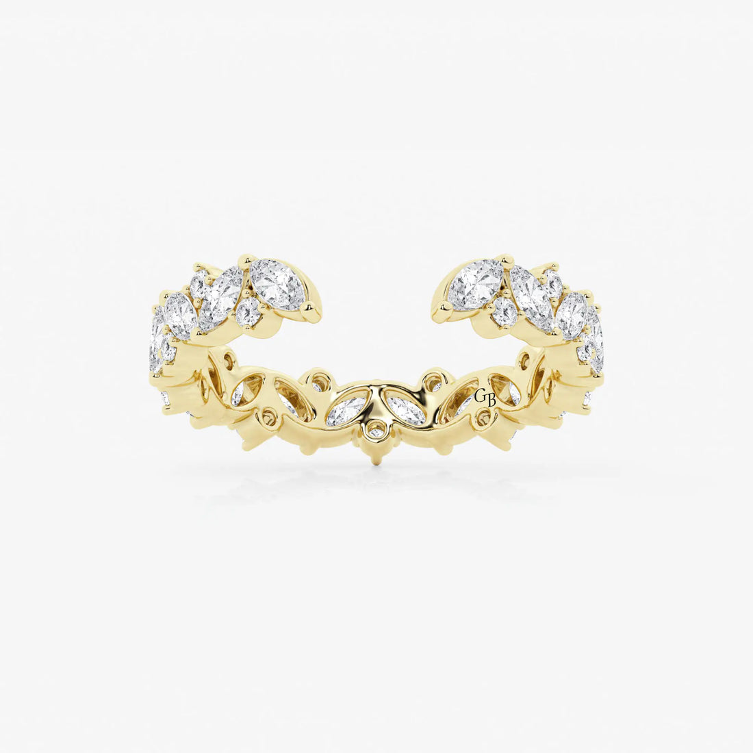 Artistic Multi Shape Lab Grown Diamond Nesting Wedding Band in Solid Gold