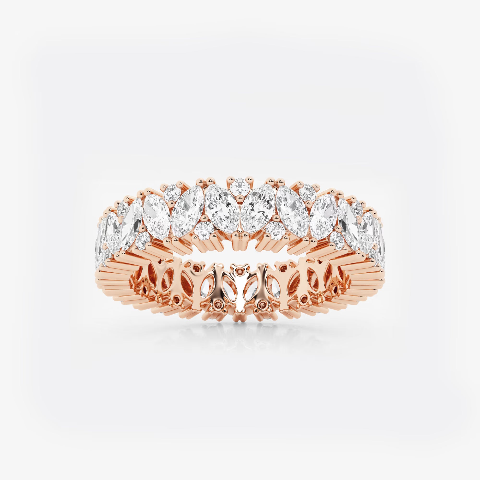 Bold Marquise & Round Lab Grown Diamond Alternating Eternity Band in Solid Gold