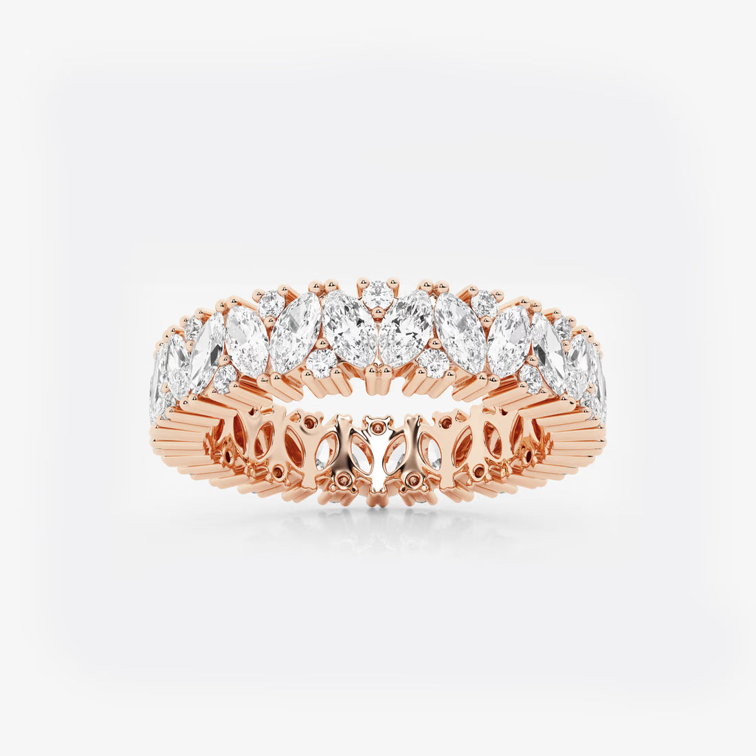 Bold Marquise & Round Lab Grown Diamond Alternating Eternity Band in Solid Gold