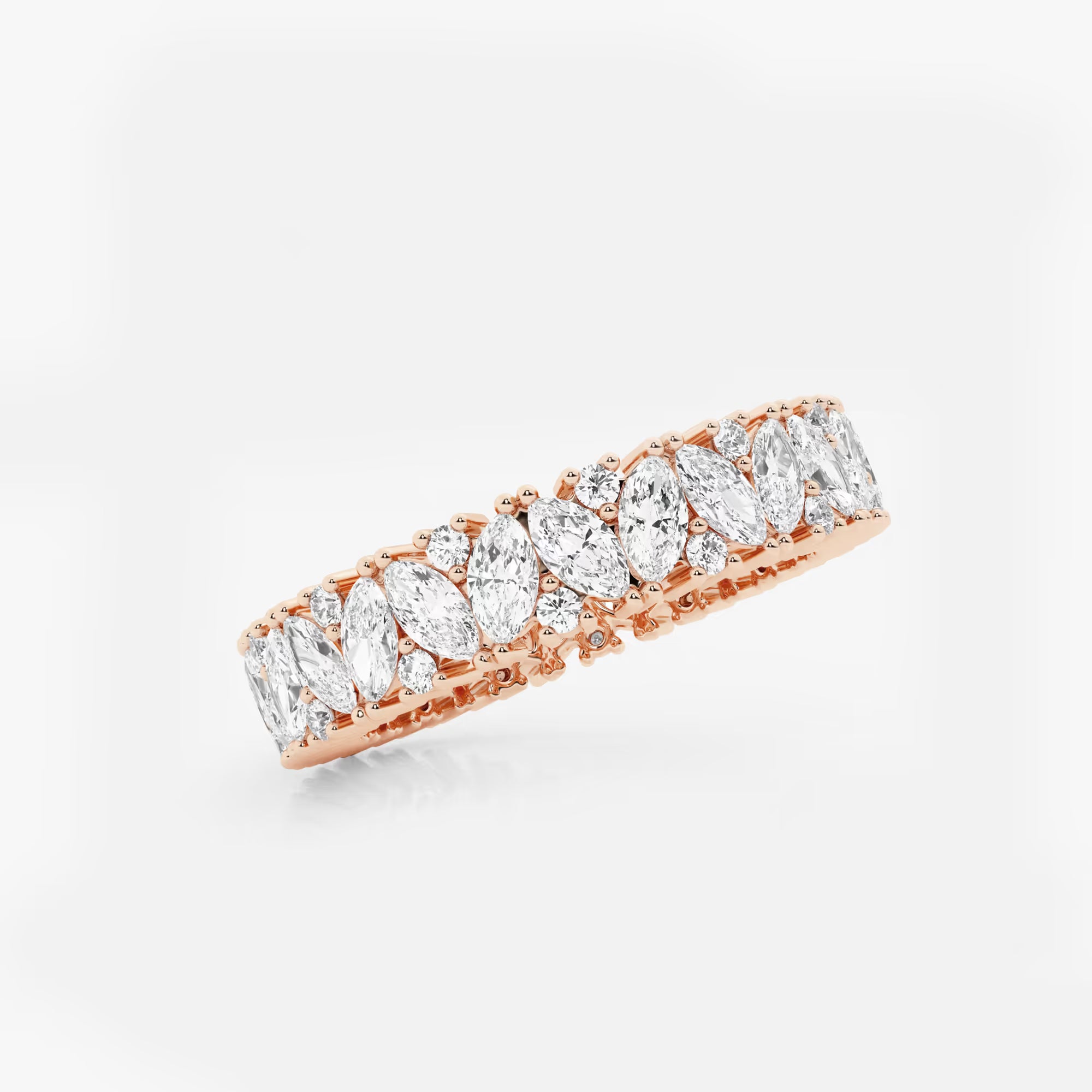 Bold Marquise & Round Lab Grown Diamond Alternating Eternity Band in Solid Gold