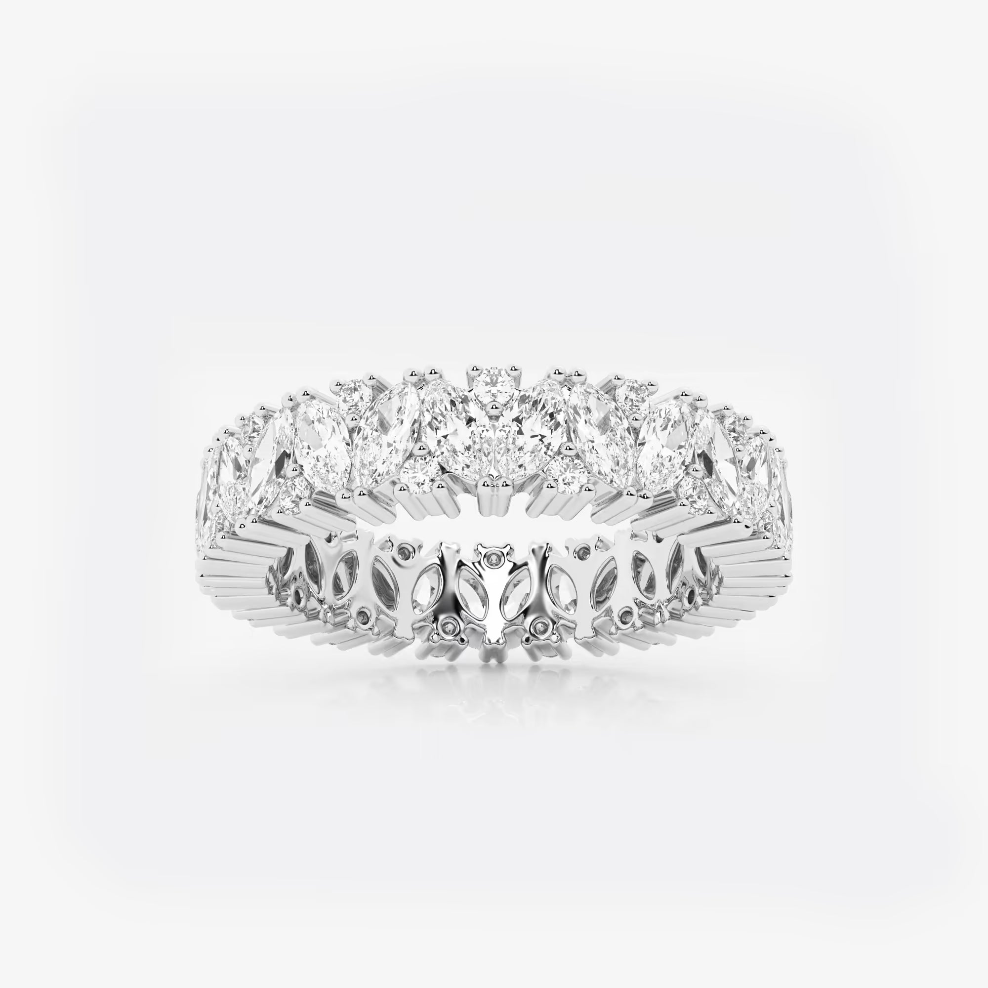Bold Marquise & Round Lab Grown Diamond Alternating Eternity Band in Solid Gold