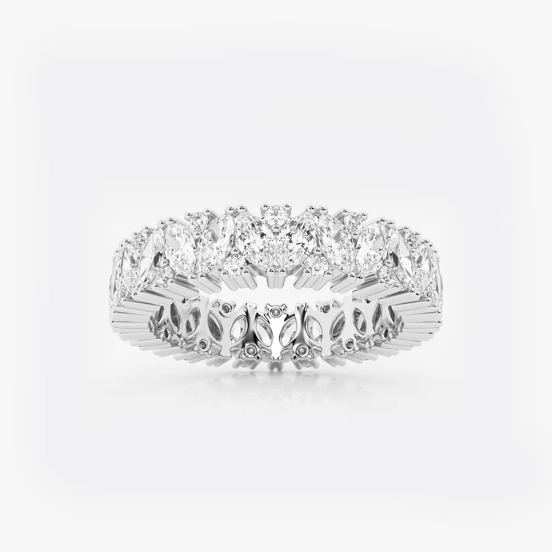 Bold Marquise & Round Lab Grown Diamond Alternating Eternity Band in Solid Gold