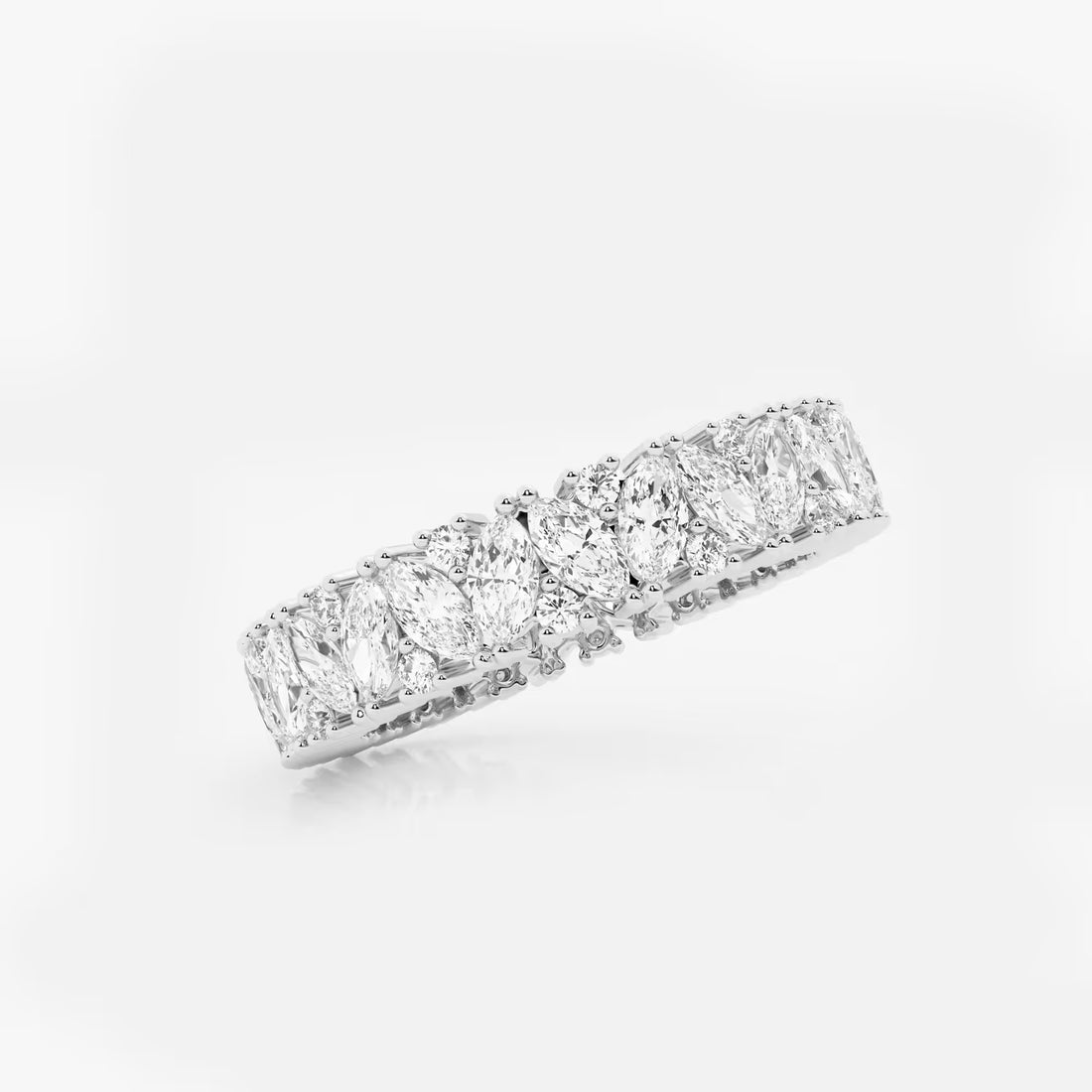 Bold Marquise & Round Lab Grown Diamond Alternating Eternity Band in Solid Gold
