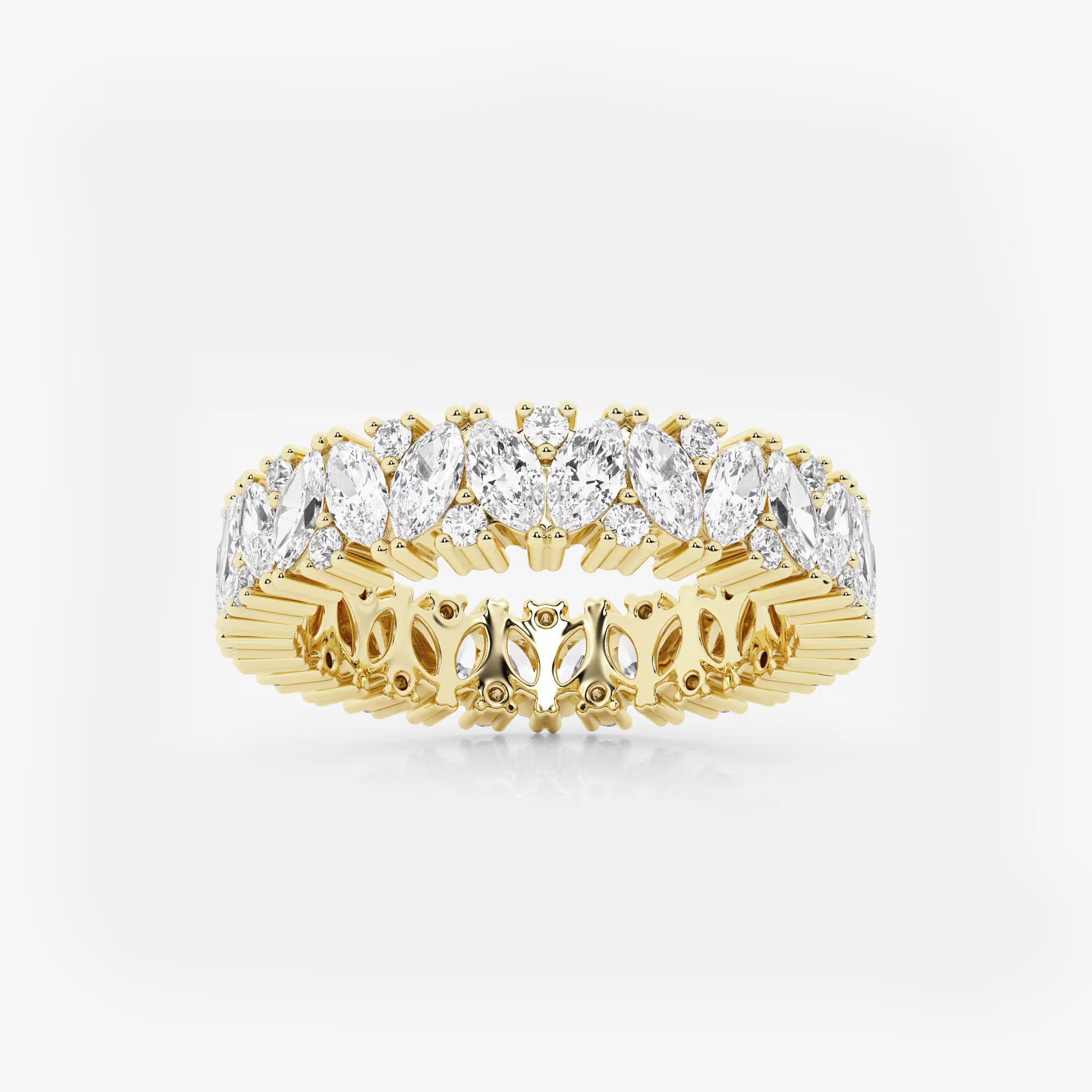 Bold Marquise & Round Lab Grown Diamond Alternating Eternity Band in Solid Gold