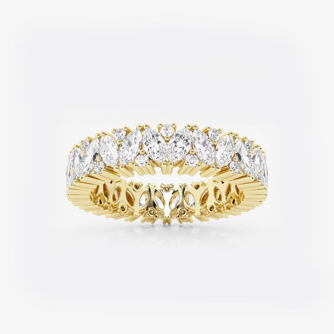 Bold Marquise & Round Lab Grown Diamond Alternating Eternity Band in Solid Gold
