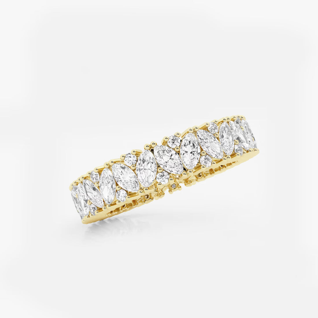 Bold Marquise & Round Lab Grown Diamond Alternating Eternity Band in Solid Gold