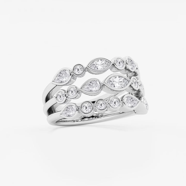 Trioshape Luxe Marquise, Pear & Round Lab-Grown Diamond Three Row Bezel Band