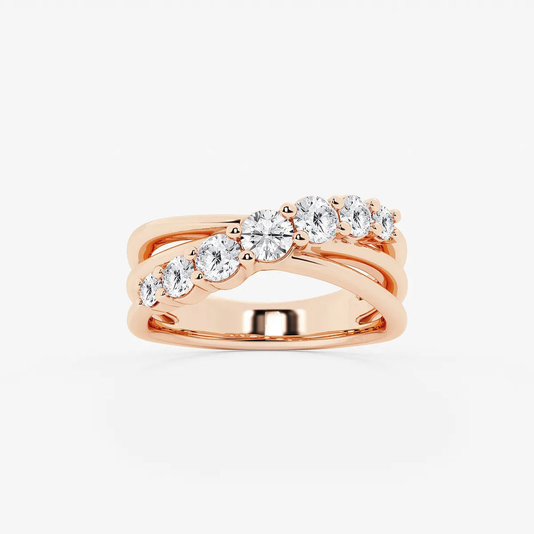 Crossera Luxe Round Lab-Grown Diamond Seven-Stone Crossover Band