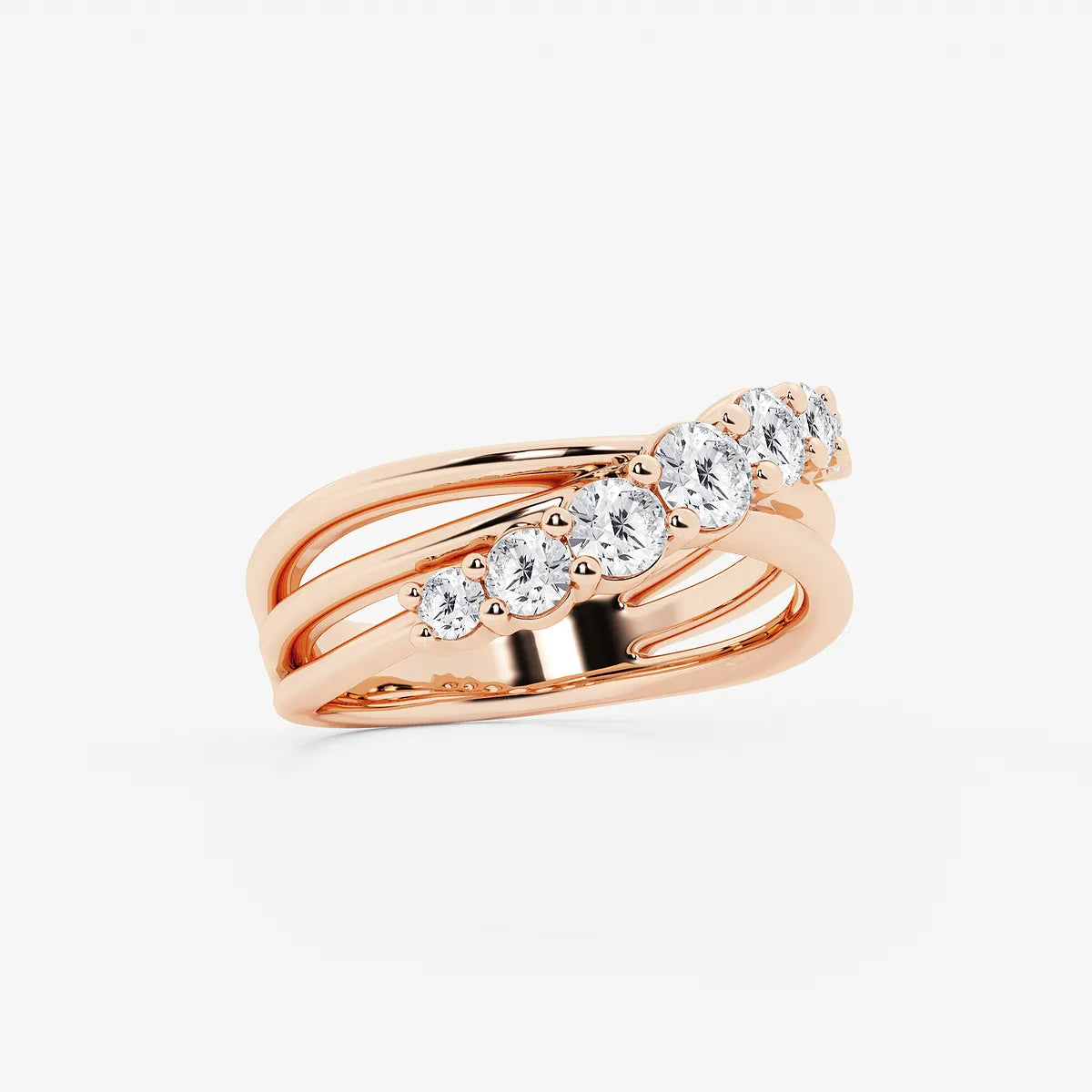 Crossera Luxe Round Lab-Grown Diamond Seven-Stone Crossover Band