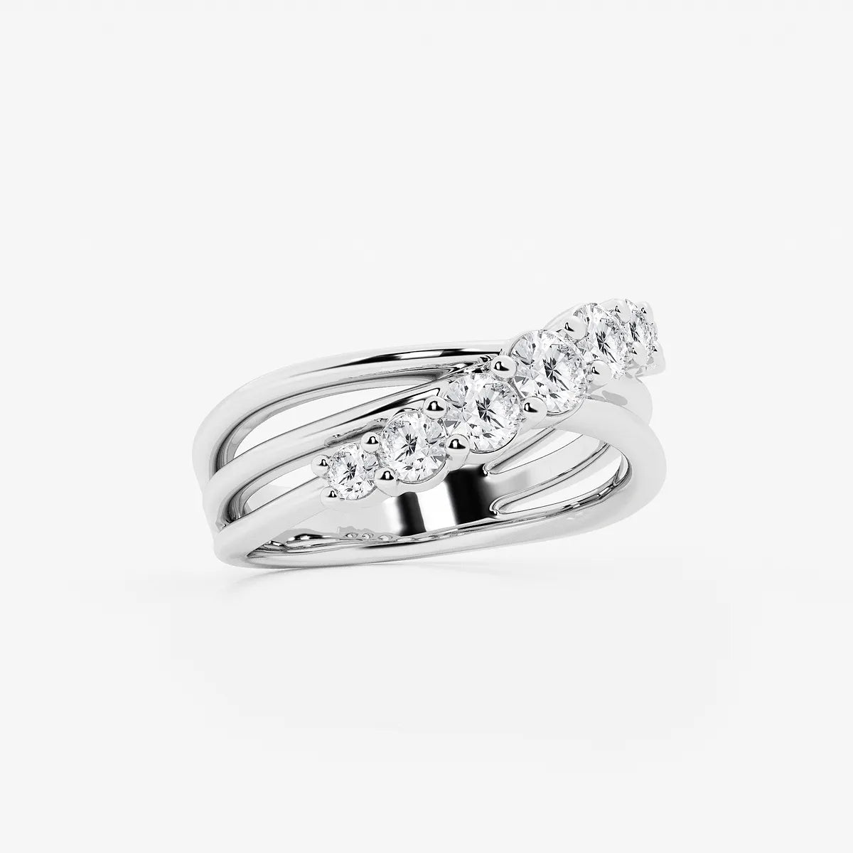 Crossera Luxe Round Lab-Grown Diamond Seven-Stone Crossover Band