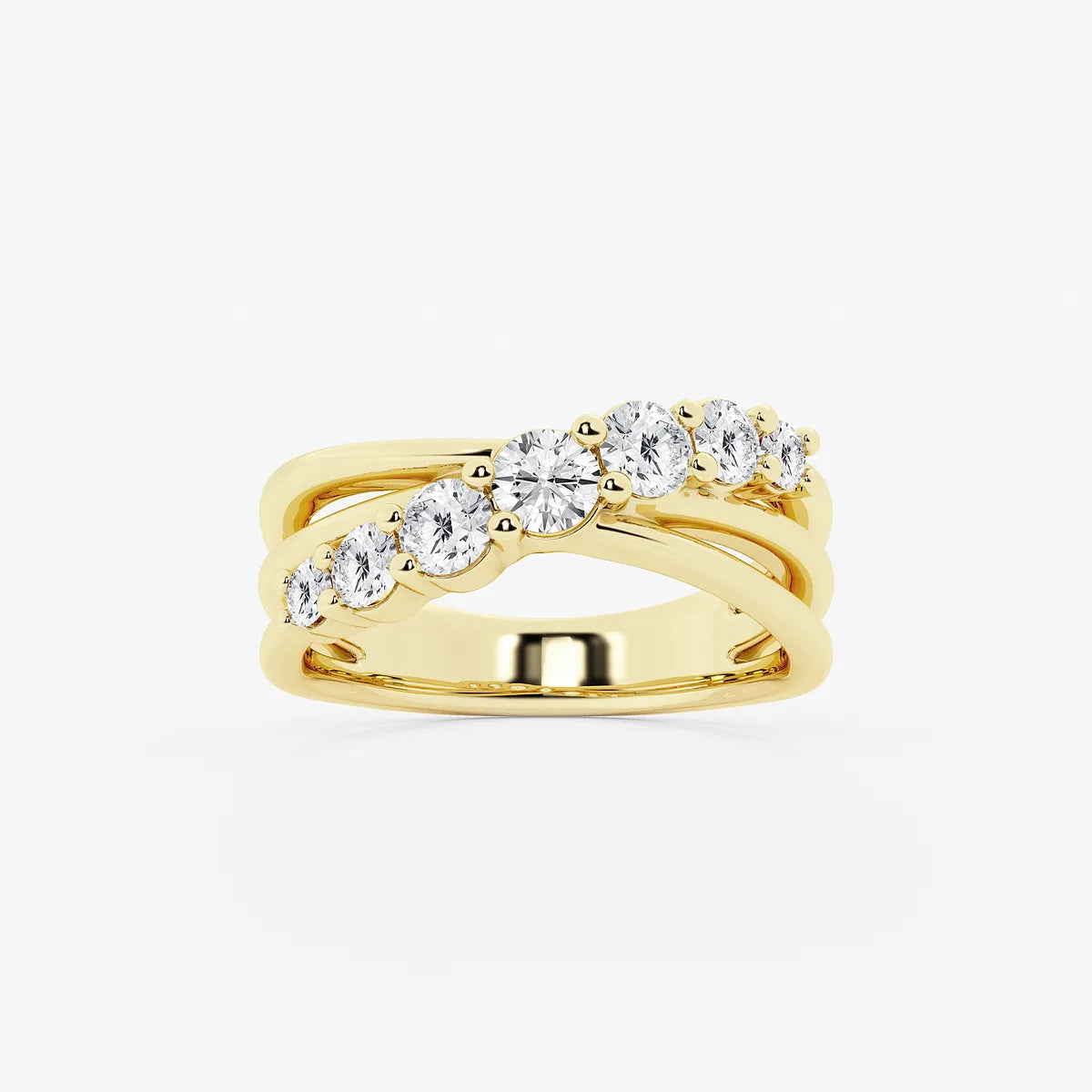 Crossera Luxe Round Lab-Grown Diamond Seven-Stone Crossover Band