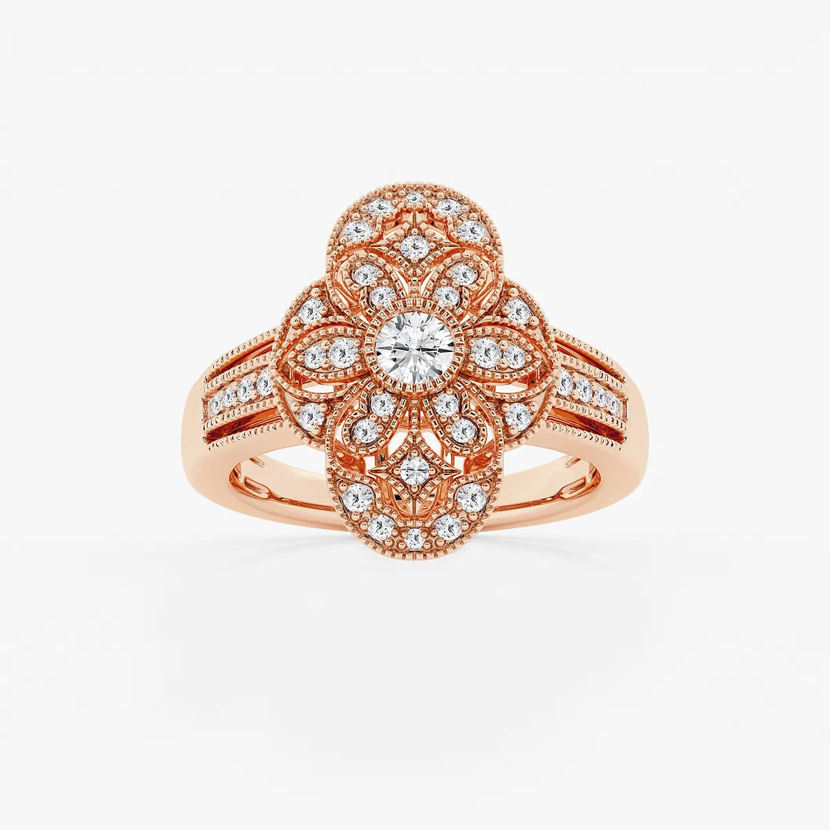 Decoria Luxe Round Lab-Grown Diamond Art Deco Band
