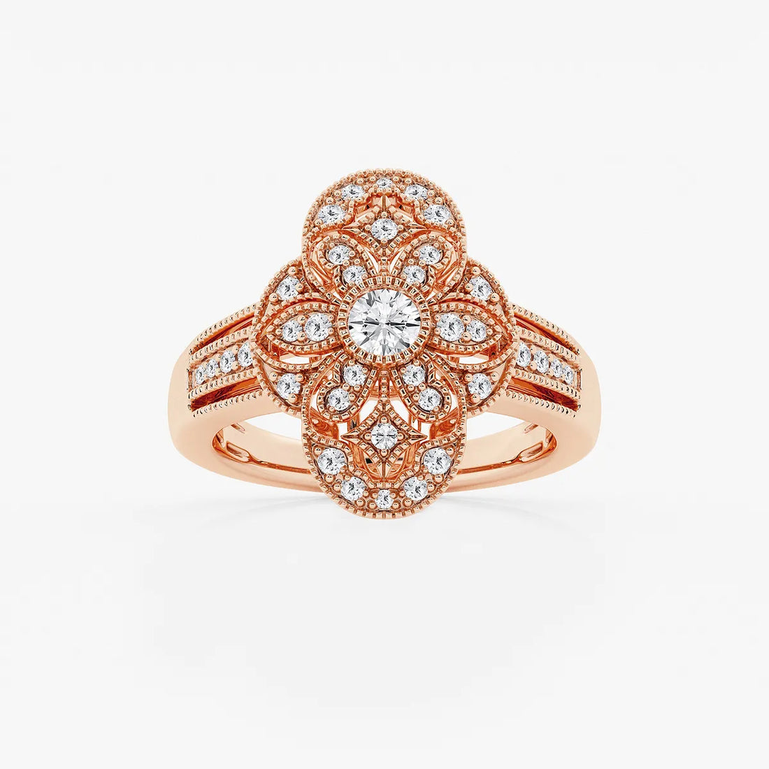Decoria Luxe Round Lab-Grown Diamond Art Deco Band