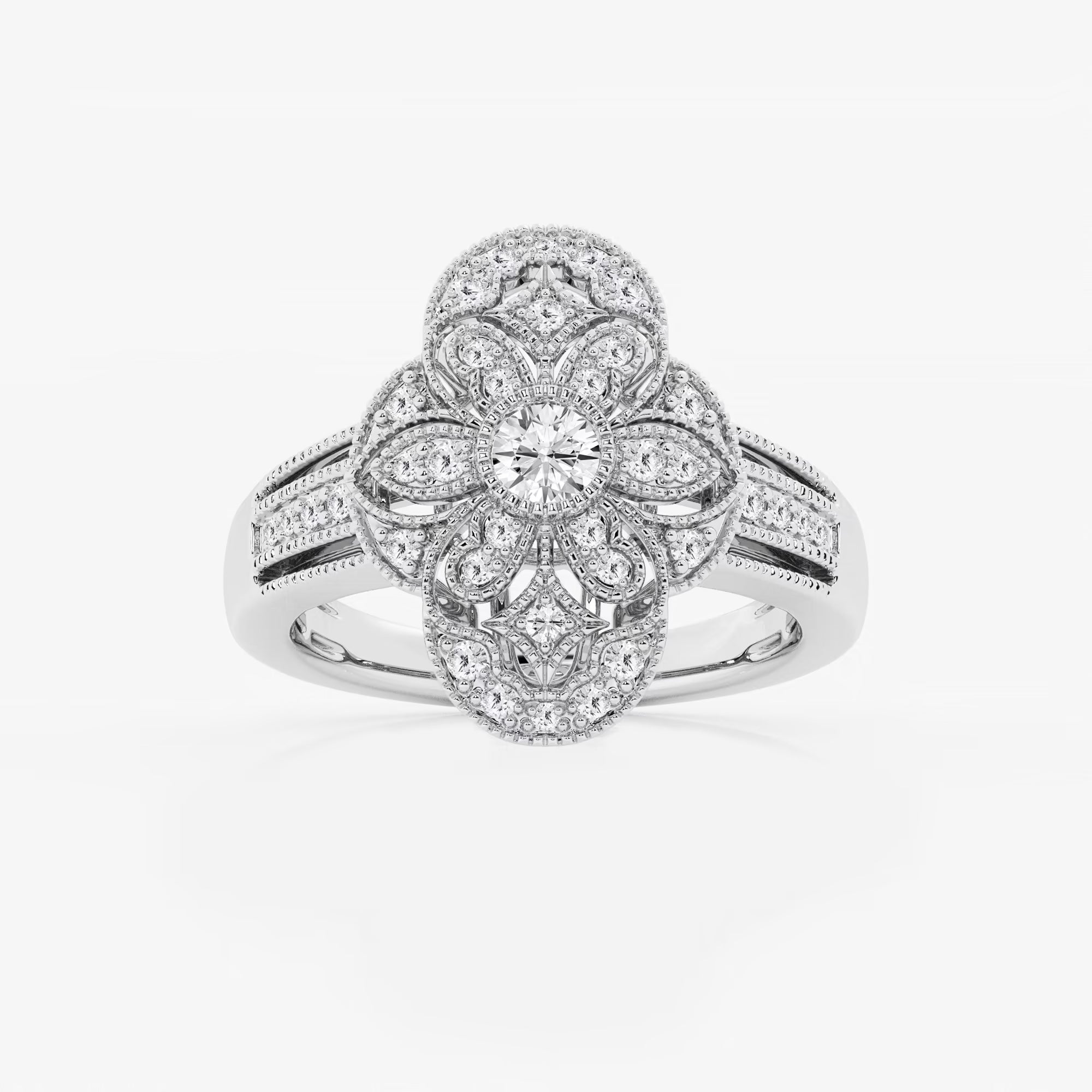 Decoria Luxe Round Lab-Grown Diamond Art Deco Band