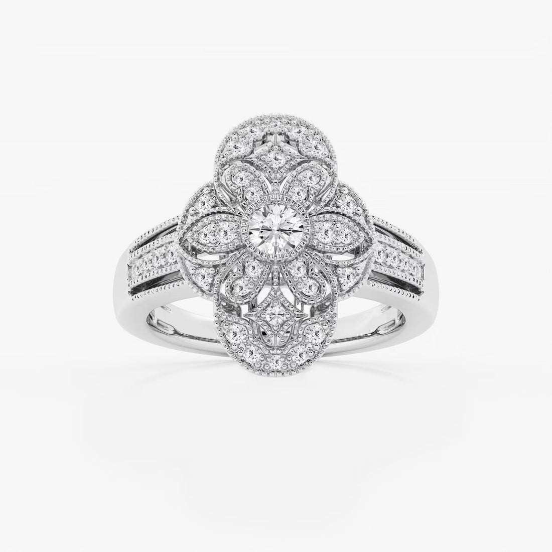 Decoria Luxe Round Lab-Grown Diamond Art Deco Band