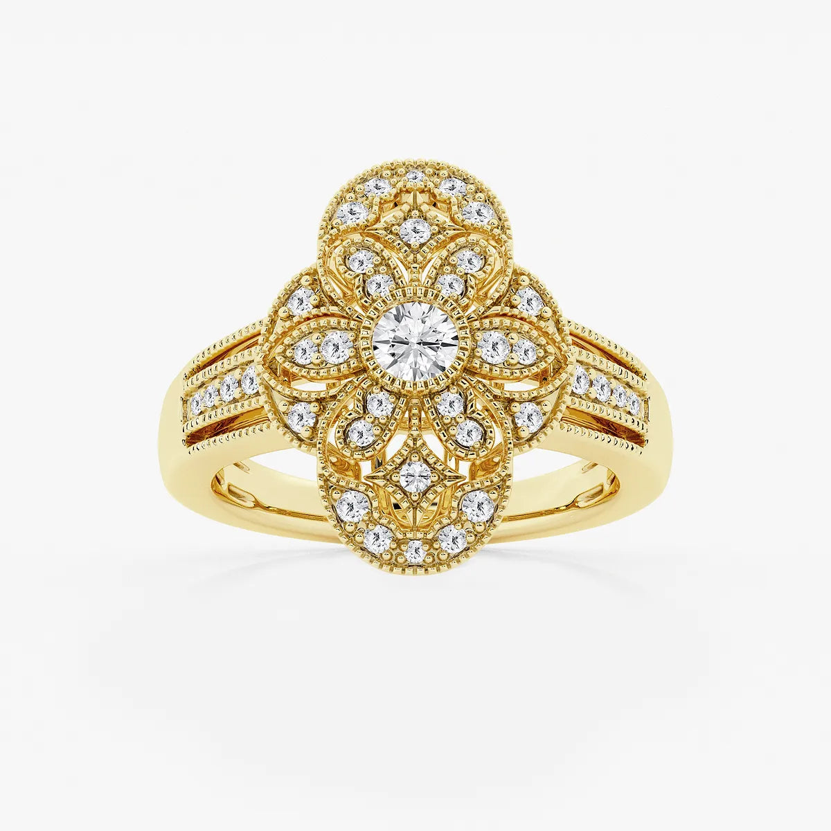 Decoria Luxe Round Lab-Grown Diamond Art Deco Band