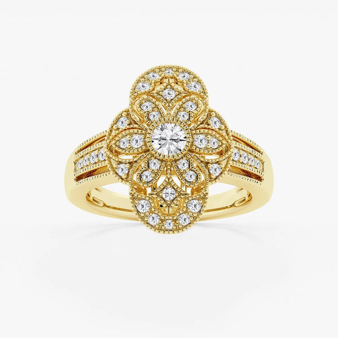 Decoria Luxe Round Lab-Grown Diamond Art Deco Band