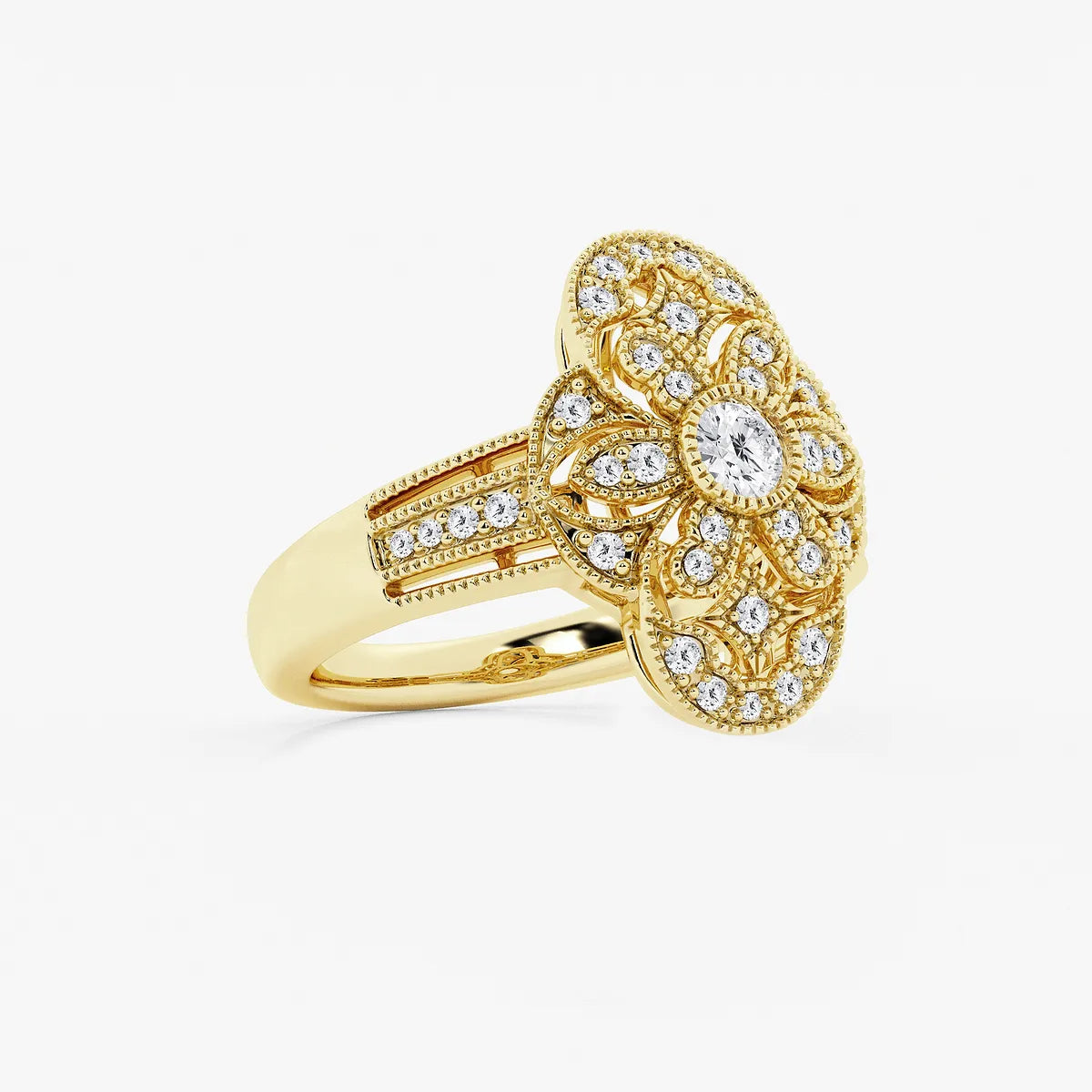 Decoria Luxe Round Lab-Grown Diamond Art Deco Band