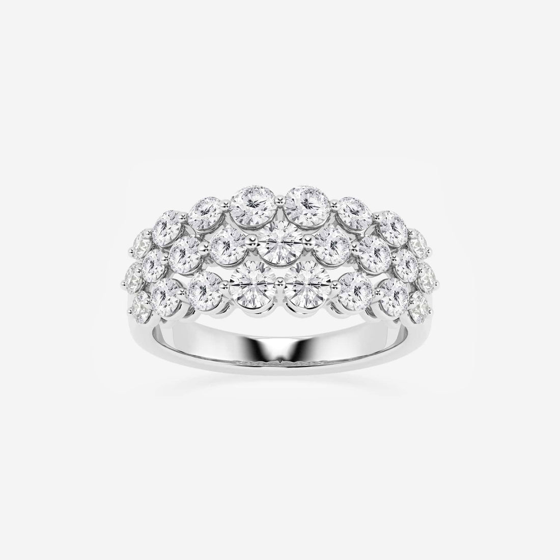 Auralis Round Lab-Grown Diamond Floating Three Row Band