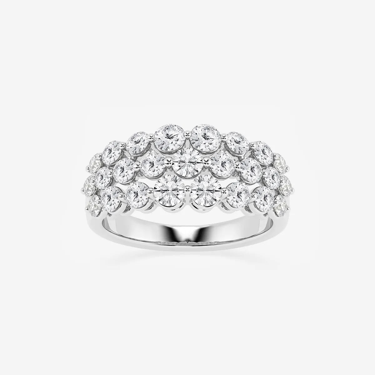 Auralis Round Lab-Grown Diamond Floating Three Row Band