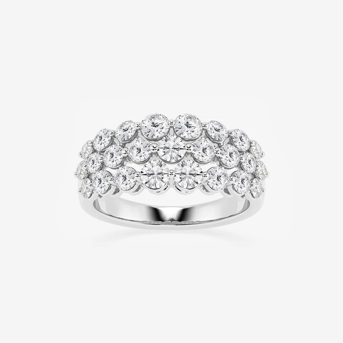 Auralis Round Lab-Grown Diamond Floating Three Row Band