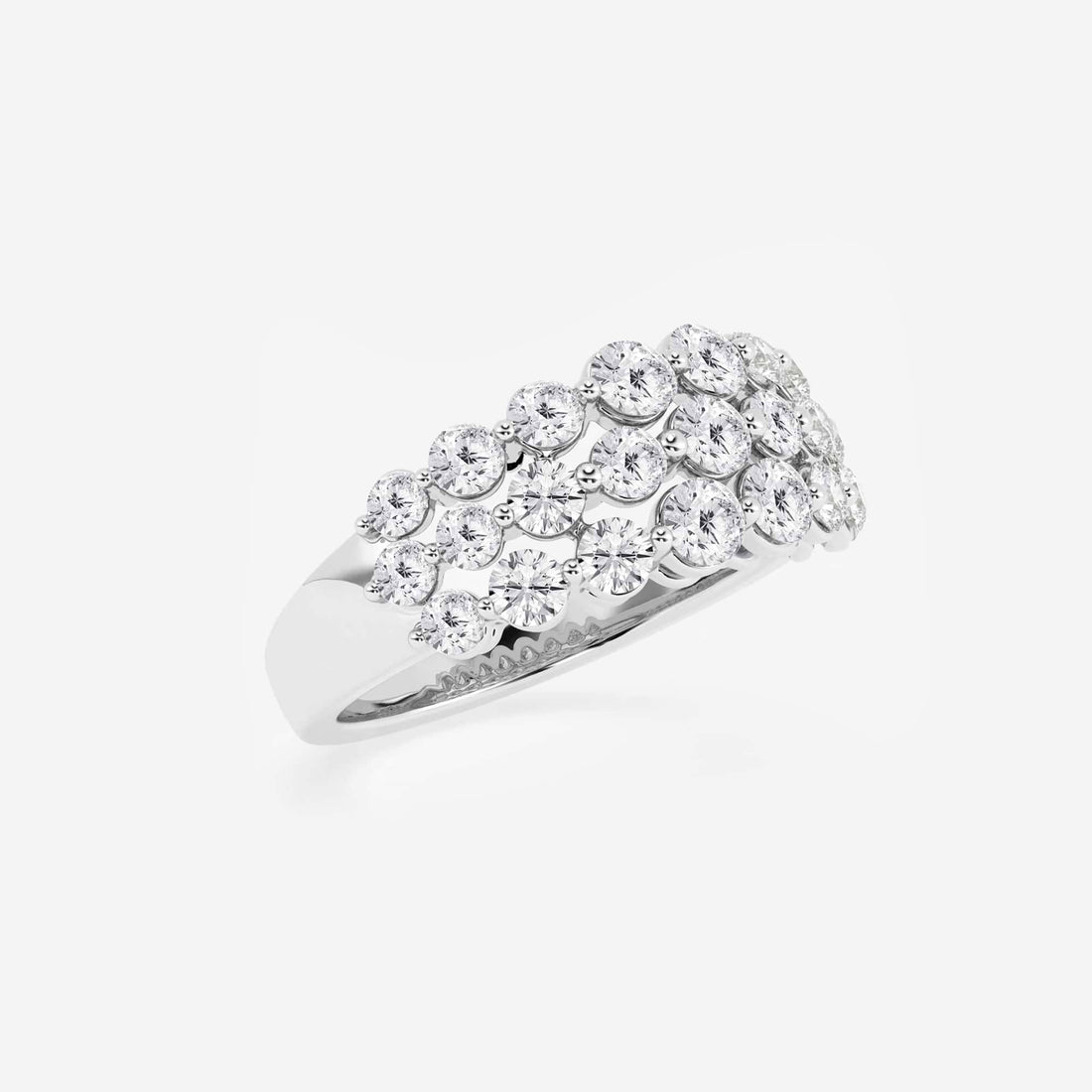 Auralis Round Lab-Grown Diamond Floating Three Row Band