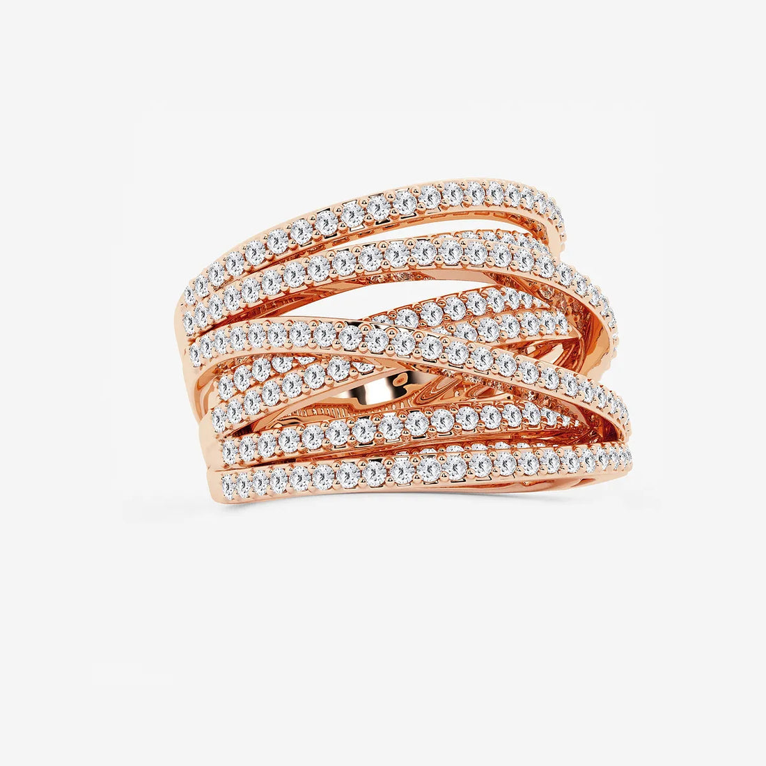 Aurexis Round Lab-Grown Diamond Abstract Crossover Wide Band